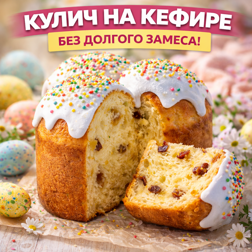 Кулич на кефире: просто, быстро и вкусно для Пасхи